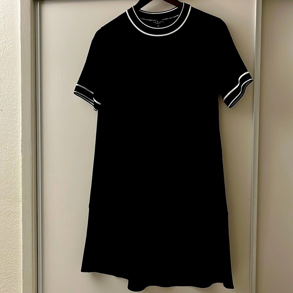 RAG & BONE Thatch Crepe T-Shirt Dress in Black